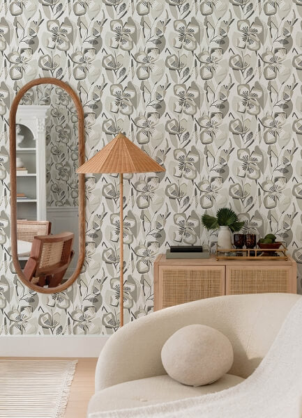 Nathalie Beige Abstract Blooms Wallpaper