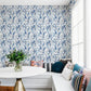 Nathalie Blue Abstract Blooms Wallpaper