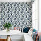 Nathalie Navy Abstract Blooms Wallpaper