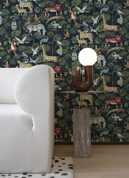 Rigby Navy Jungle Animals Wallpaper