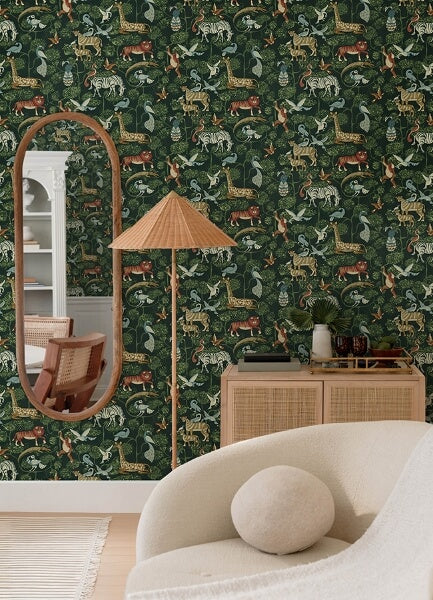 Rigby Green Jungle Animals Wallpaper
