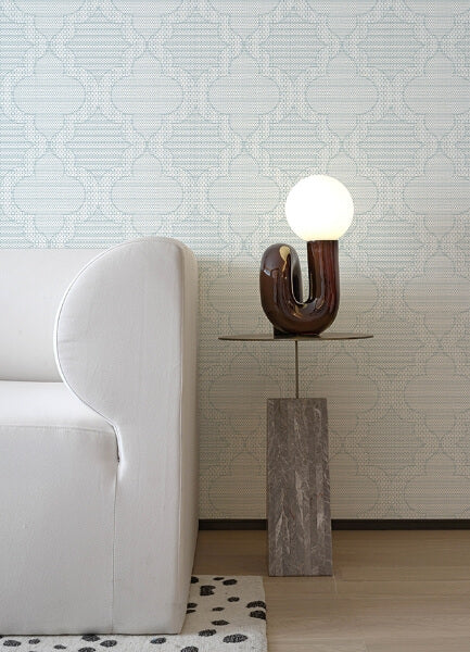 Ernest Blue Quilted Quatrefoil Wallpaper
