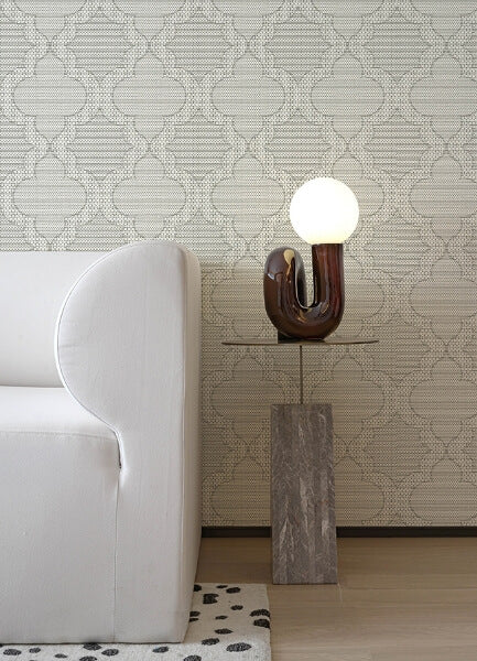 Ernest Charcoal Quilted Quatrefoil Wallpaper
