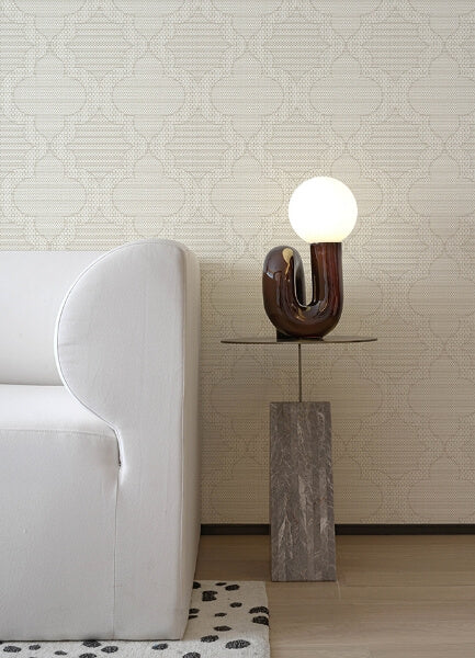 Ernest Taupe Quilted Quatrefoil Wallpaper