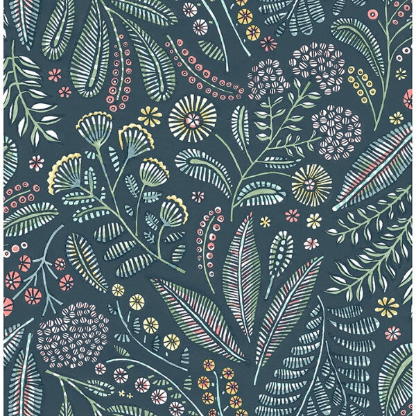 Briar Teal Floral Wallpaper