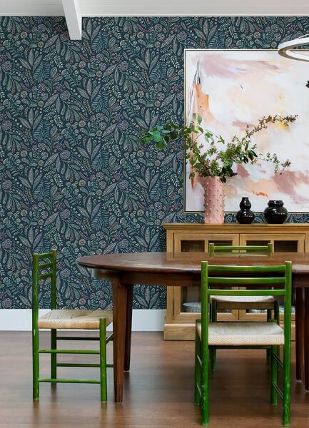 Briar Teal Floral Wallpaper