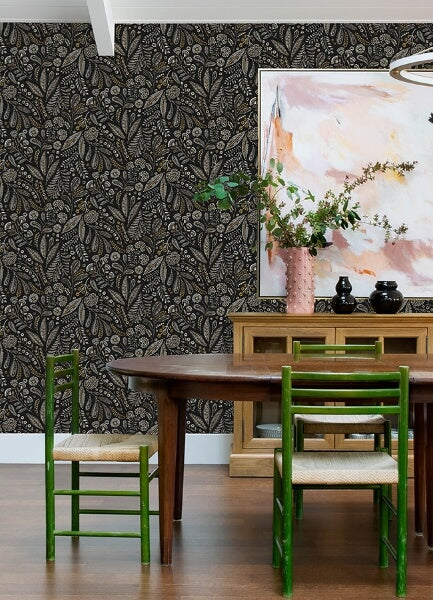 Briar Black Floral Wallpaper