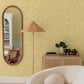 Idalia Yellow Floral Flamingo Wallpaper