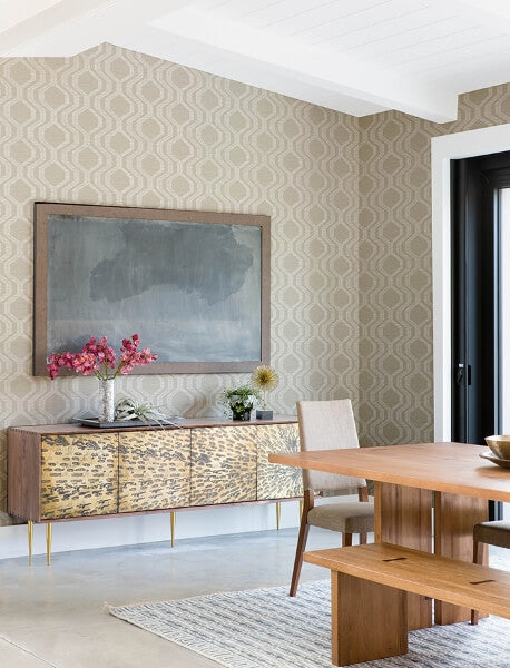 Burton Neutral Modern Ogee Wallpaper