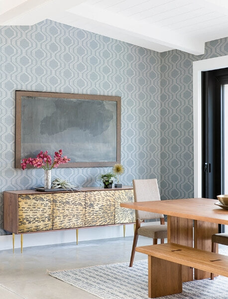 Burton Pewter Modern Ogee Wallpaper