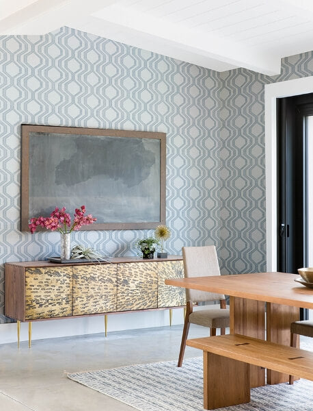 Burton Light Blue Modern Ogee Wallpaper