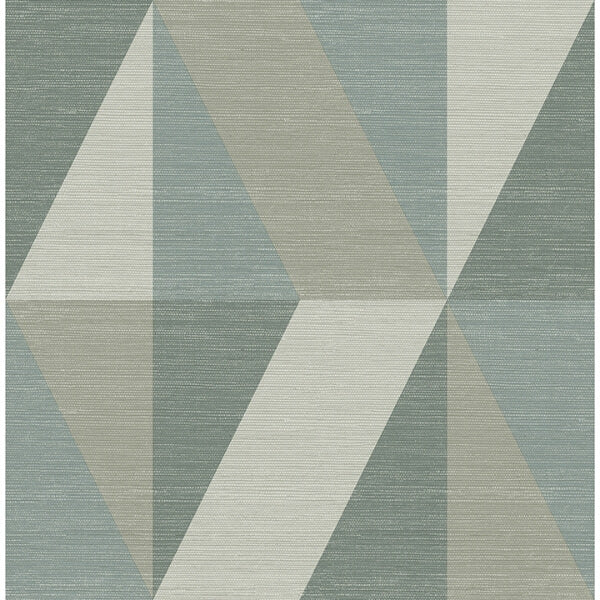 Winslow Green Geometric Faux Grasscloth Wallpaper