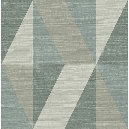 Winslow Green Geometric Faux Grasscloth Wallpaper