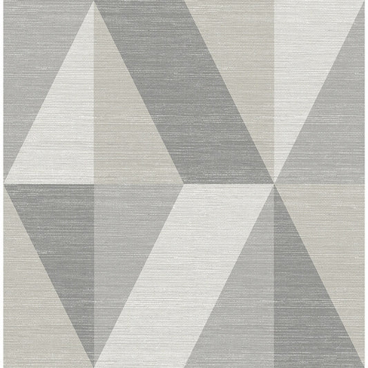 Winslow Stone Geometric Faux Grasscloth Wallpaper