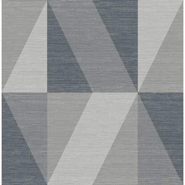 Winslow Slate Geometric Faux Grasscloth Wallpaper