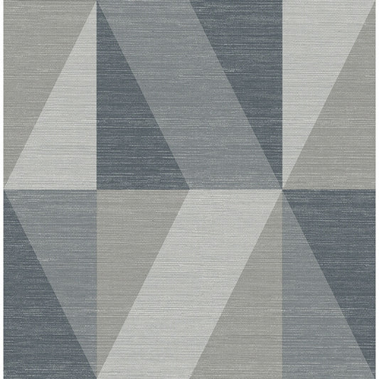 Winslow Slate Geometric Faux Grasscloth Wallpaper