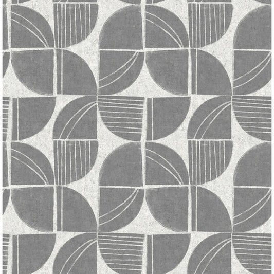 Baxter Charcoal Semicircle Mosaic Wallpaper