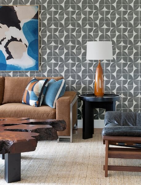 Baxter Charcoal Semicircle Mosaic Wallpaper