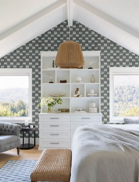 Baldwin Slate Shibori Stripe Wallpaper