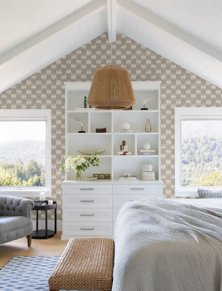 Baldwin Taupe Shibori Stripe Wallpaper