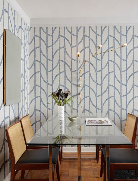 Harlow Indigo Curved Contours Wallpaper