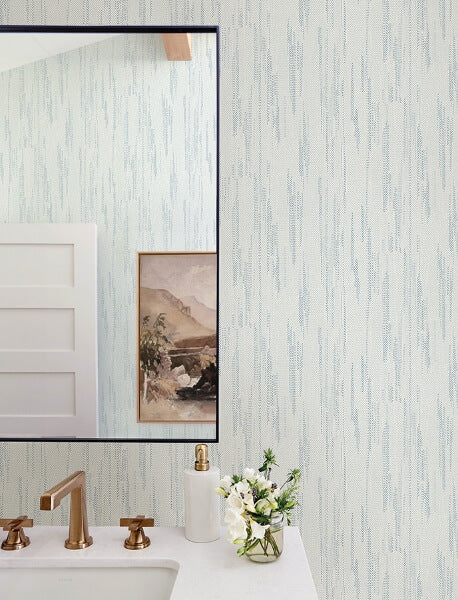 Baris Aqua Stipple Stripe Wallpaper