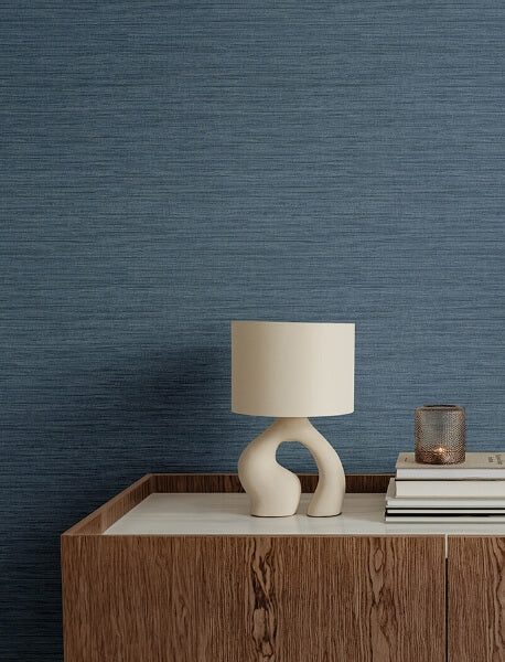 Sheehan Denim Faux Grasscloth Wallpaper