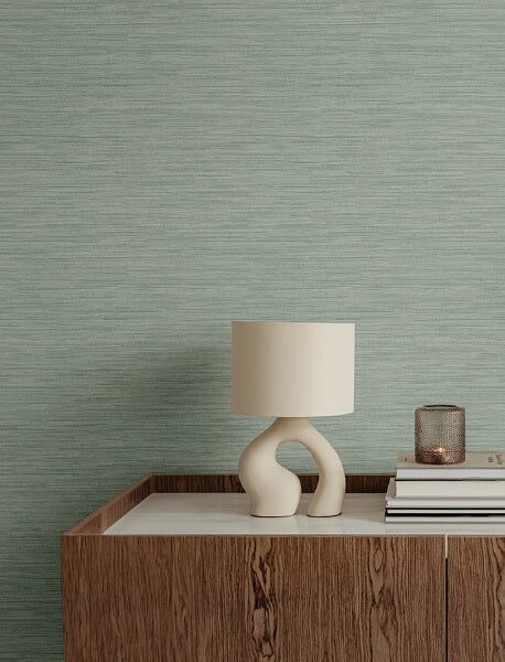Sheehan Sea Green Faux Grasscloth Wallpaper