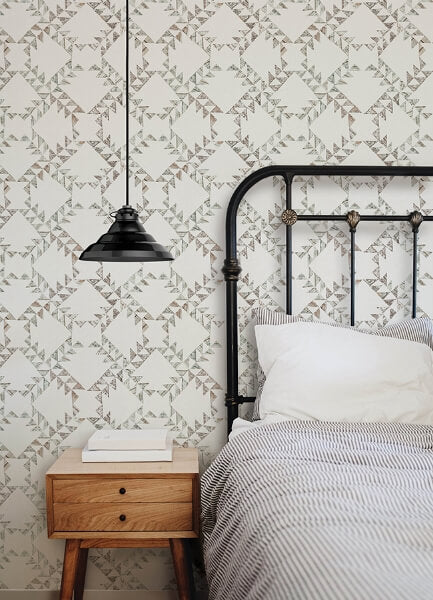 Scrap Quilt Light Brown Wallpaper