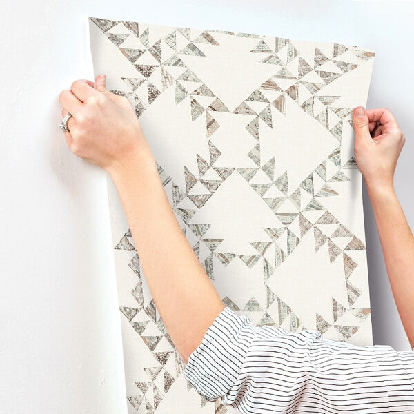 Scrap Quilt Light Brown Wallpaper