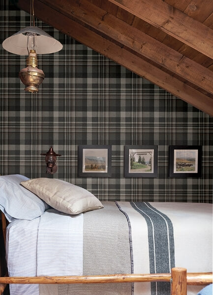 Dutton Plaid Charcoal Wallpaper