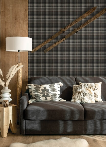 Dutton Plaid Charcoal Wallpaper