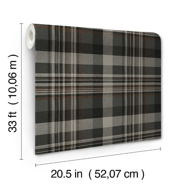 Dutton Plaid Charcoal Wallpaper