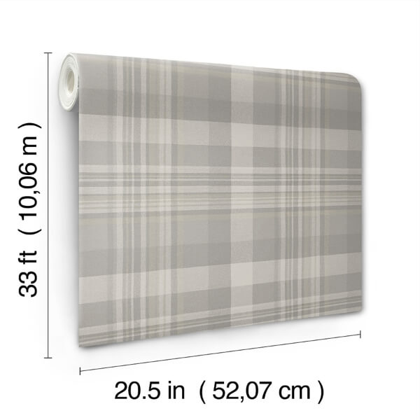 Dutton Plaid Grey Wallpaper