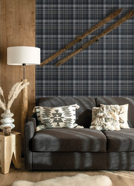 Dutton Plaid Indigo Wallpaper