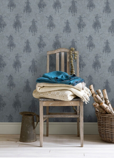Stockman Silhouette Blue Wallpaper