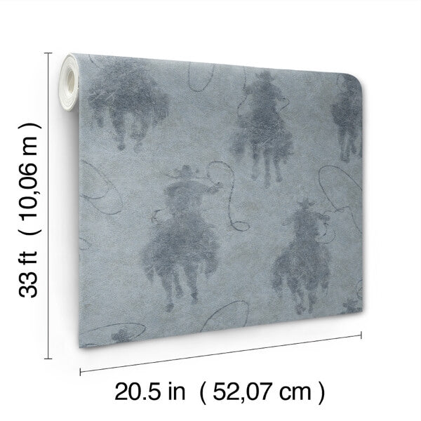 Stockman Silhouette Blue Wallpaper