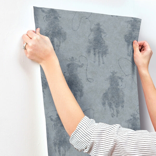 Stockman Silhouette Blue Wallpaper