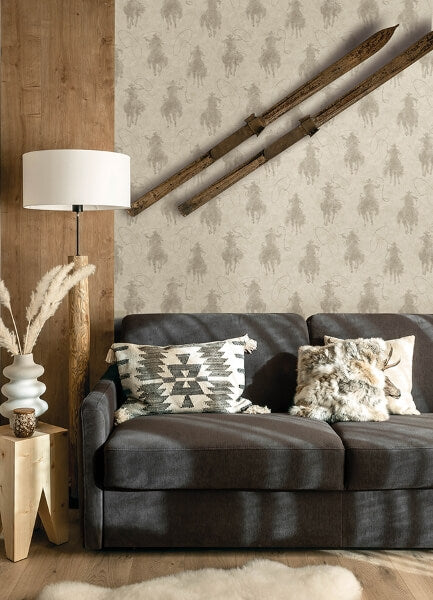 Stockman Silhouette Light Grey Wallpaper