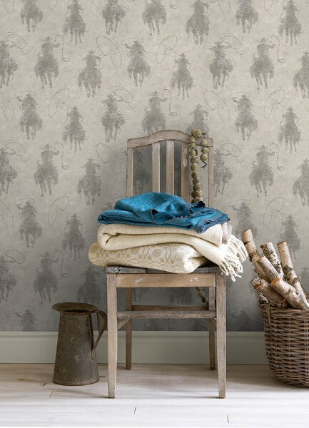 Stockman Silhouette Grey Wallpaper