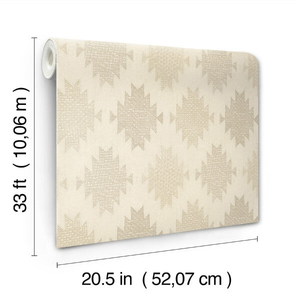 Stitched Heirloom Khaki Wallpaper