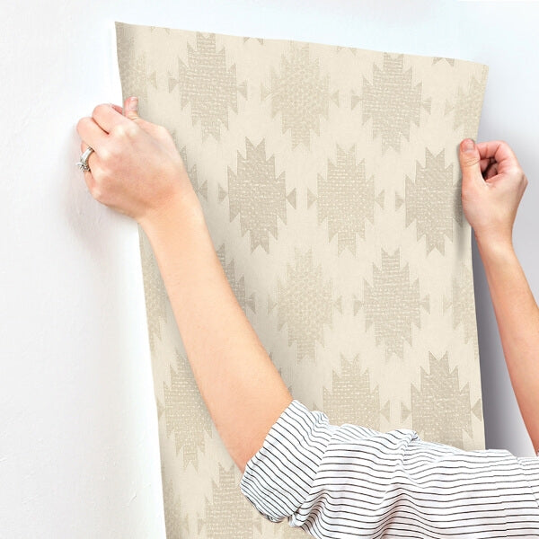 Stitched Heirloom Khaki Wallpaper