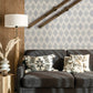 Stitched Heirloom Indigo Wallpaper