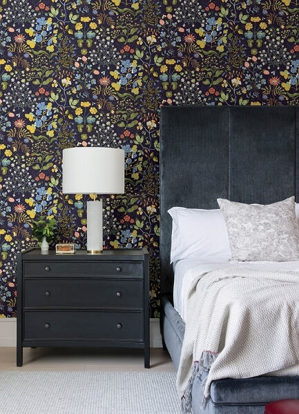 Groh Dark Blue Floral Wallpaper