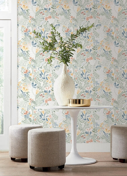 Brittsommar Seafoam Woodland Floral Wallpaper