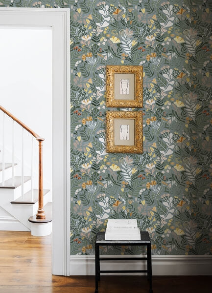 Brittsommar Slate Woodland Floral Wallpaper