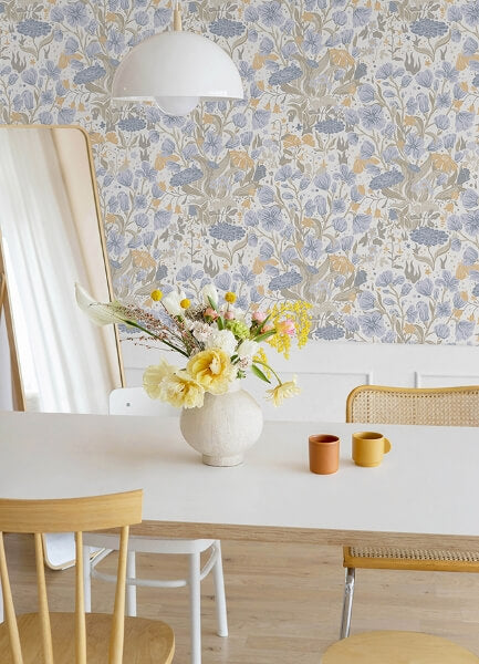 Hava Light Blue Meadow Flowers Wallpaper