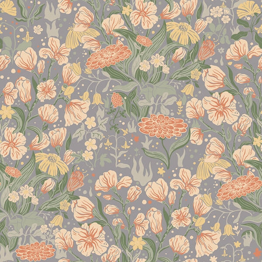 Hava Coral Meadow Flowers Wallpaper