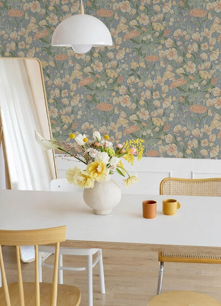 Hava Coral Meadow Flowers Wallpaper