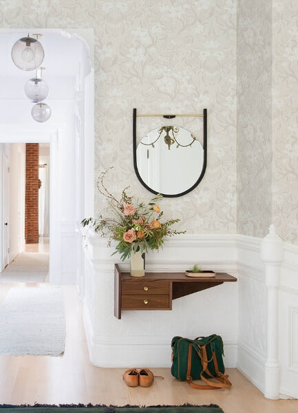 Lisa Grey Floral Damask Wallpaper